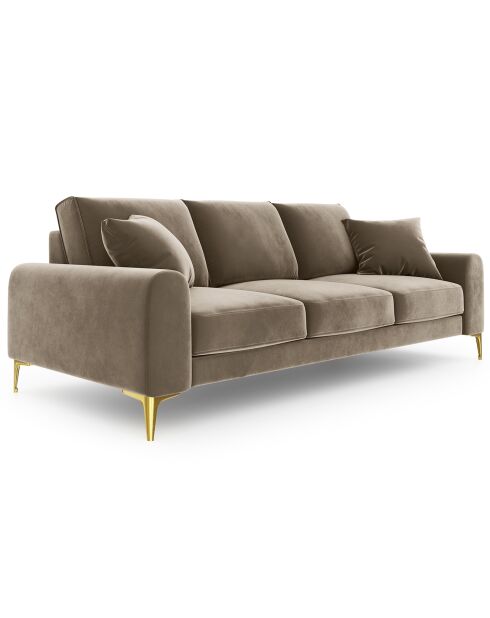 Canapé 3 places velours madara beige - 222x102x90 cm