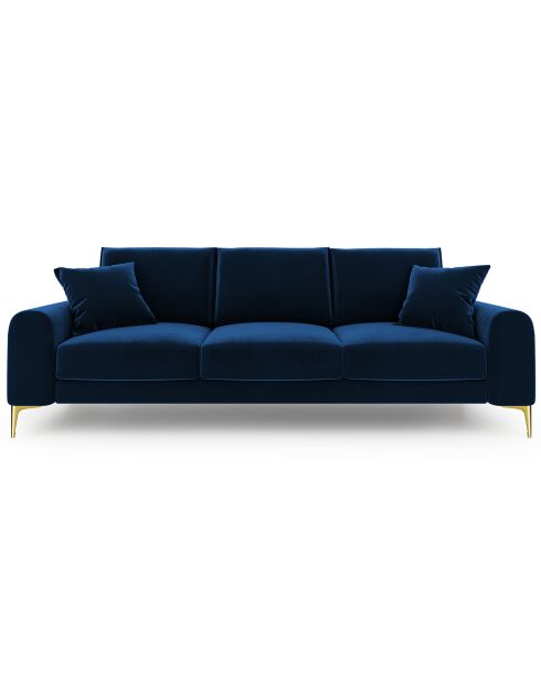 Canapé 3 places velours madara bleu roi - 222x102x90 cm