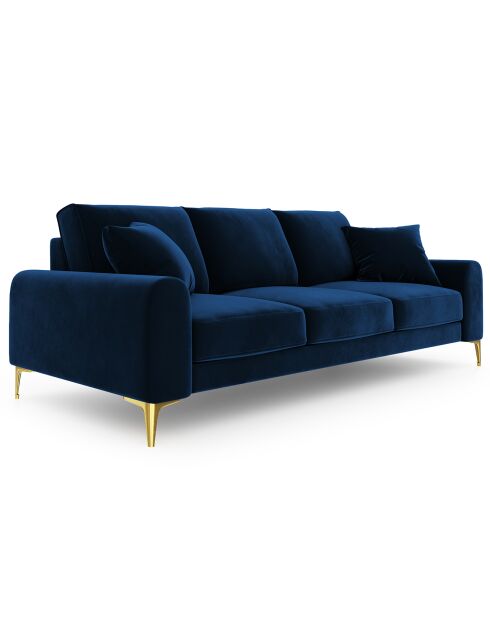 Canapé 3 places velours madara bleu roi - 222x102x90 cm