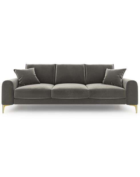 Canapé 3 places velours madara gris - 222x102x90 cm