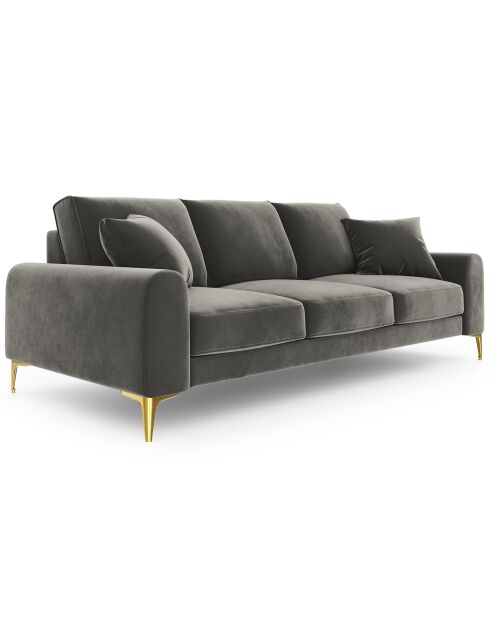 Canapé 3 places velours madara gris - 222x102x90 cm