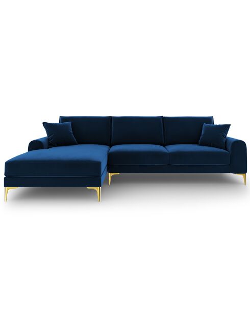 Canapé d'angle gauche velours madara bleu roi - 254x182x90 cm