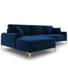 Canapé d'angle gauche velours madara bleu roi - 254x182x90 cm