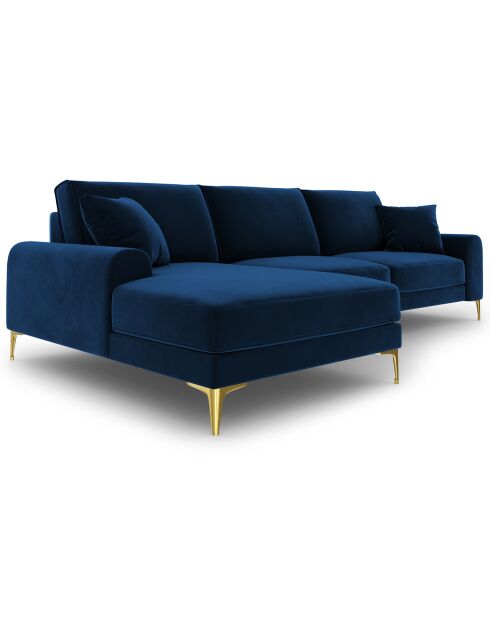 Canapé d'angle gauche velours madara bleu roi - 254x182x90 cm