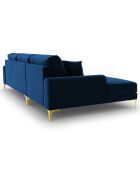 Canapé d'angle gauche velours madara bleu roi - 254x182x90 cm
