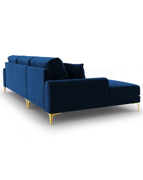 Canapé d'angle gauche velours madara bleu roi - 254x182x90 cm