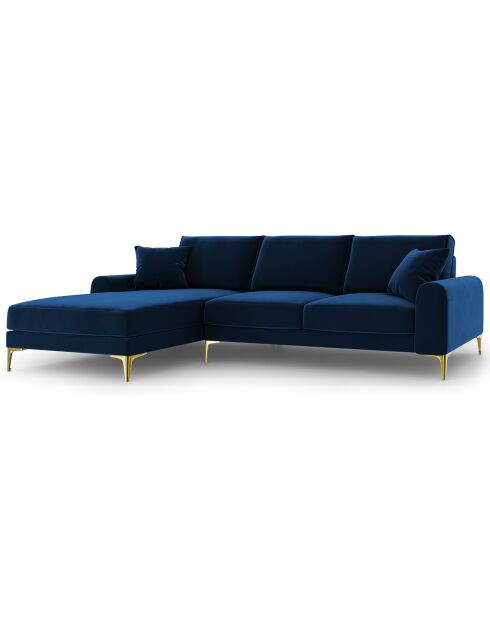Canapé d'angle gauche velours madara bleu roi - 254x182x90 cm
