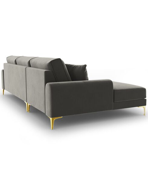 Canapé d'angle gauche velours madara gris - 254x182x90 cm