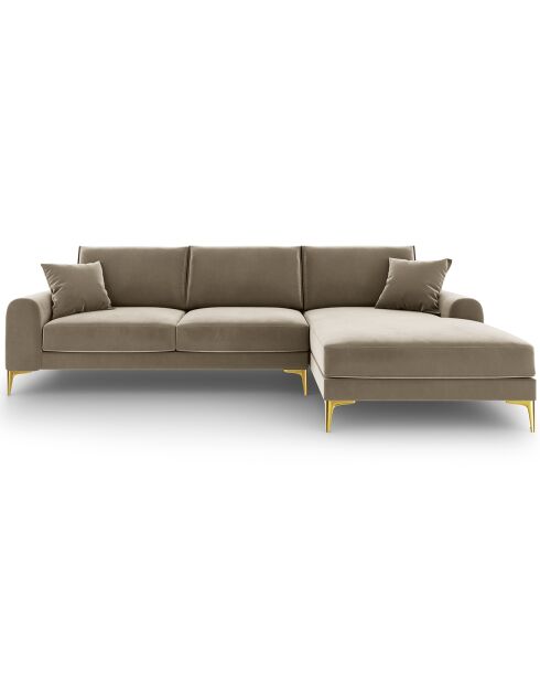 Canapé d'angle droit velours madara beige - 254x182x90 cm
