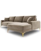 Canapé d'angle droit velours madara beige - 254x182x90 cm