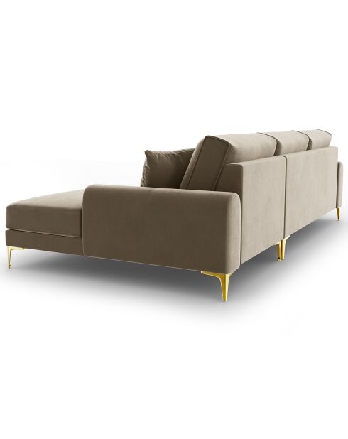 Canapé d'angle droit velours madara beige - 254x182x90 cm