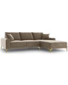 Canapé d'angle droit velours madara beige - 254x182x90 cm
