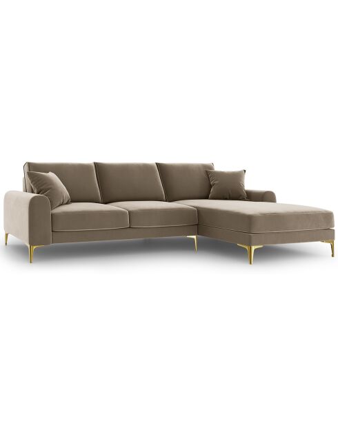Canapé d'angle droit velours madara beige - 254x182x90 cm