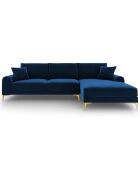 Canapé d'angle droit velours madara bleu roi - 254x182x90 cm