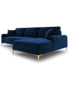 Canapé d'angle droit velours madara bleu roi - 254x182x90 cm