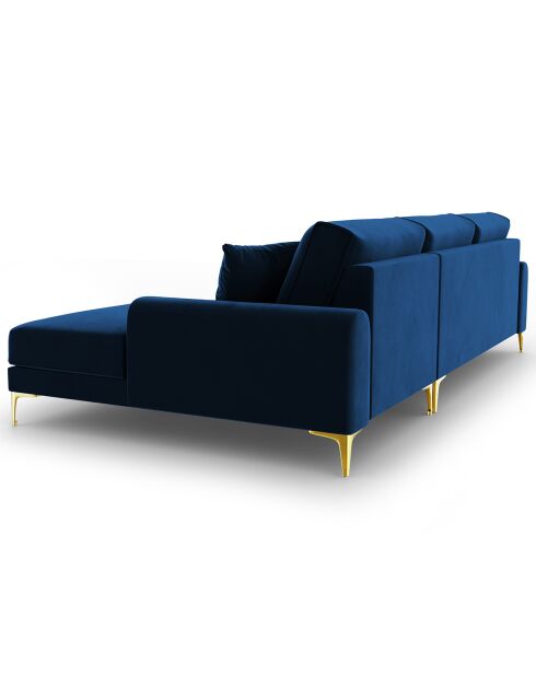 Canapé d'angle droit velours madara bleu roi - 254x182x90 cm