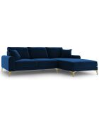 Canapé d'angle droit velours madara bleu roi - 254x182x90 cm