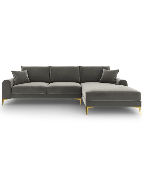 Canapé d'angle droit velours madara gris - 254x182x90 cm