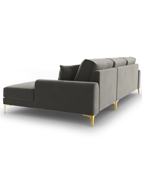 Canapé d'angle droit velours madara gris - 254x182x90 cm