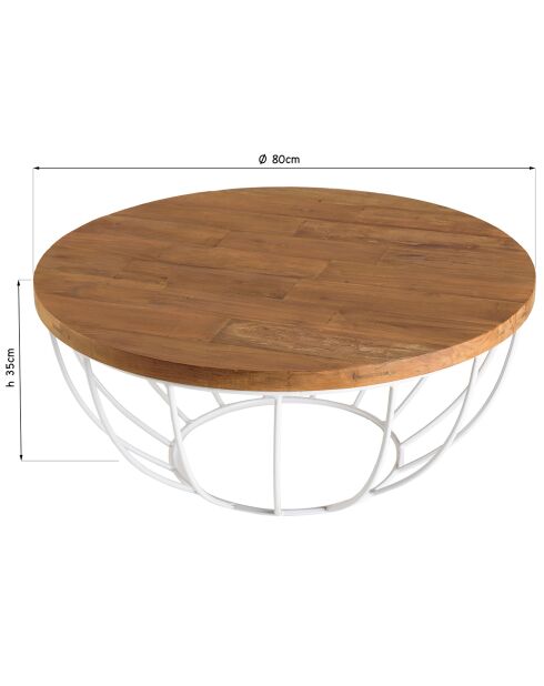 Table basse Sixtine bois naturel  - D.80xH.35 cm