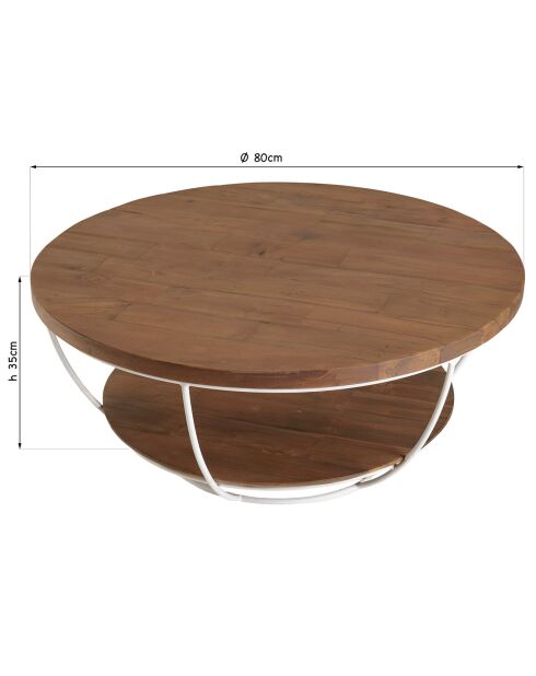 Table basse Sixtine bois naturel  - D.80xH.35 cm