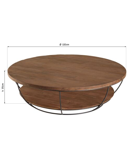 Table basse Sixtine bois naturel  - D.120x35 cm