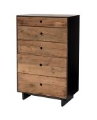 Meuble chiffonnier 5 tiroirs Sixtine bois naturel  - 70x40x110 cm