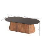 Table basse octogonale Dandy bois naturel  - 120x60x36 cm