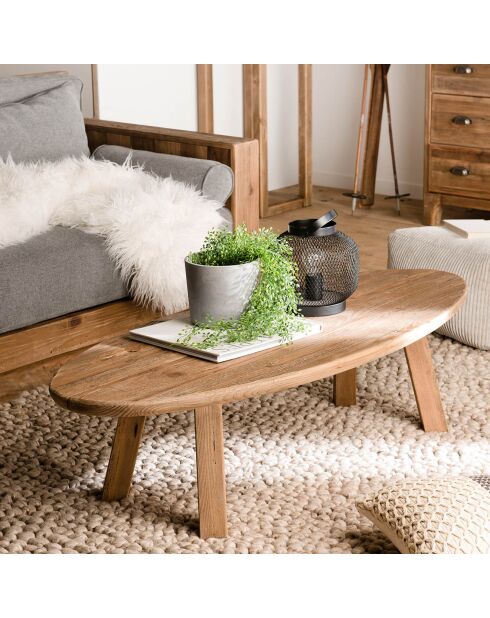 Table basse ovale Sandy bois naturel  - 139x60x35.5 cm