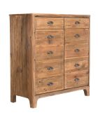 Meuble 2 tiroirs 2 portes avec tiroirs Sandy bois naturel  - 105x48x113 cm