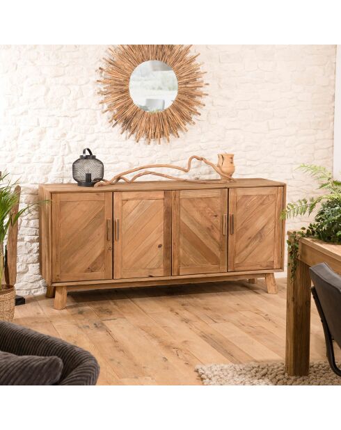 Buffet 4 portes Sandy bois naturel  - 180x47.5x85 cm