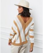 Pull Anna camel/blanc