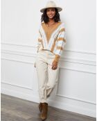Pull Anna camel/blanc