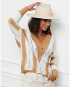 Pull Anna camel/blanc