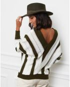 Pull Anna kaki/blanc