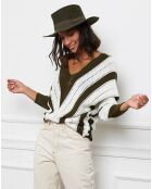 Pull Anna kaki/blanc