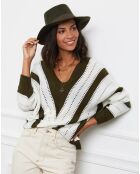 Pull Anna kaki/blanc