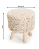 Tabouret rond bois Sacha beige/bois clair  - D.40 cm