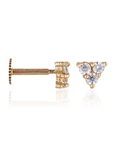 Boucle d'Oreille de Cartilage unitaire Trio Brillant Zircones or jaune