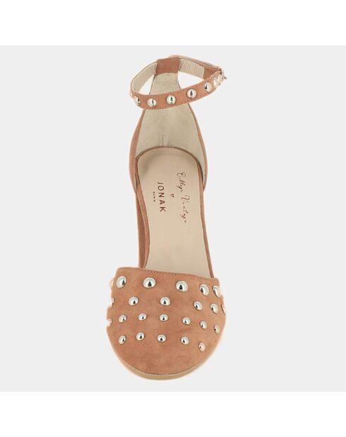 Babies en Velours de Cuir Siete roses - Talon 9 cm