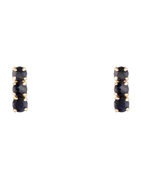 Boucles d'oreilles Trio de puces Saphirs 0.24 ct or jaune