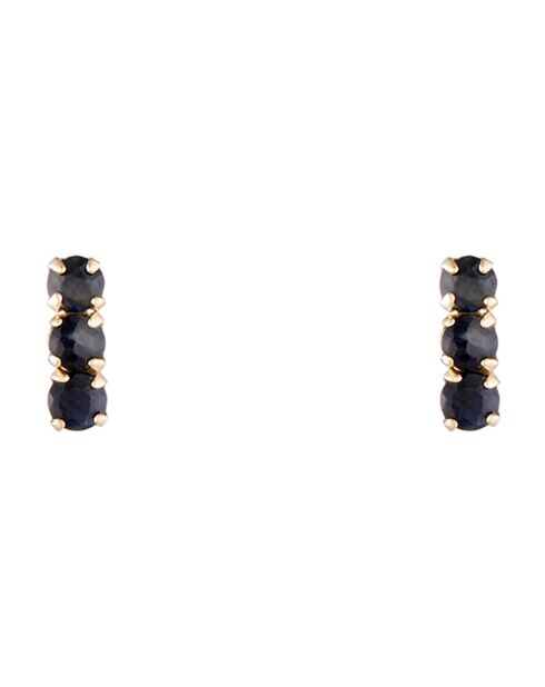 Boucles d'oreilles Trio de puces Saphirs 0.24 ct or jaune