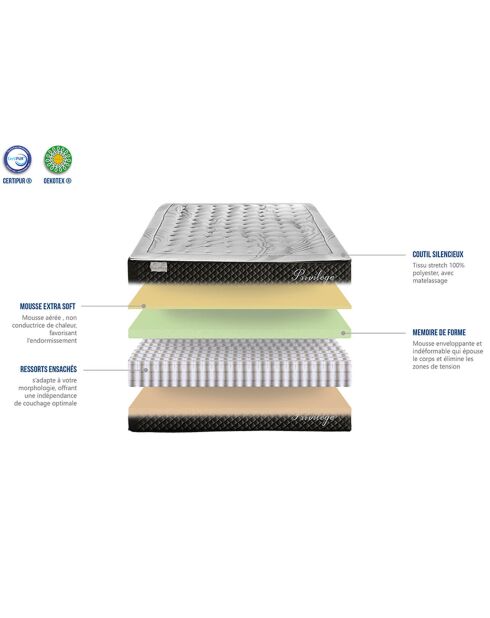 Pack prêt-à-dormir Privilège blanc/gris - 90x190 cm