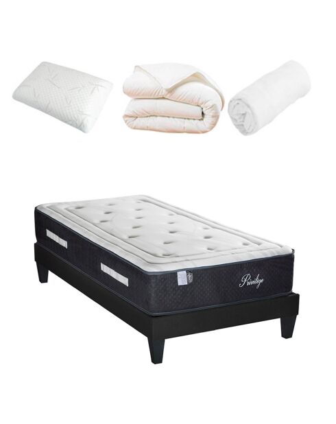 Pack prêt-à-dormir Privilège blanc/gris - 90x200 cm