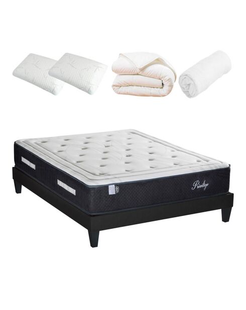 Pack prêt-à-dormir Privilège blanc/gris - 140x190 cm