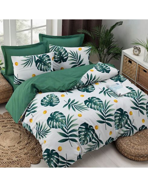 Monstera groen/wit/geel dekbedovertrekset
