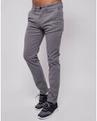 Pantalon chino slim brushed twill gris clair