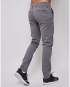 Pantalon chino slim brushed twill gris clair