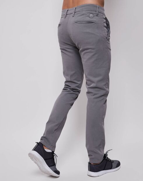 Pantalon chino slim brushed twill gris clair