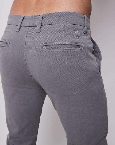 Pantalon chino slim brushed twill gris clair